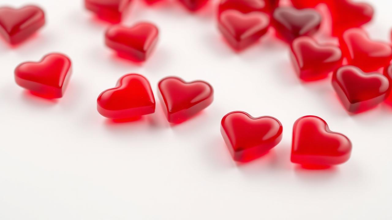 Red heart-shaped PhenoMan gummies